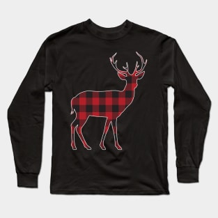 Christmas Buffalo Plaid Deer Long Sleeve T-Shirt